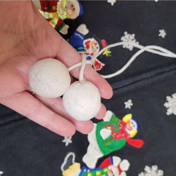 VINTAGE 90s Quaker‎ Factory snowman snowflake zip up cardigan sweater L - Picture 8 of 10